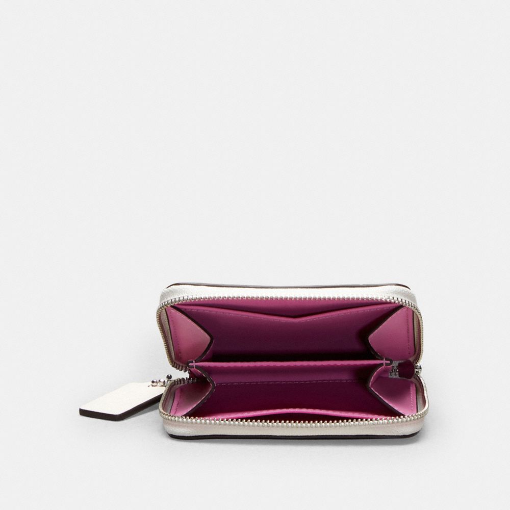 COACH®,Portefeuille à zip-contour en cuir damier Upcrafted,Cuir Coachtopia,Damier,Rose/Craie,Inside View,Top View