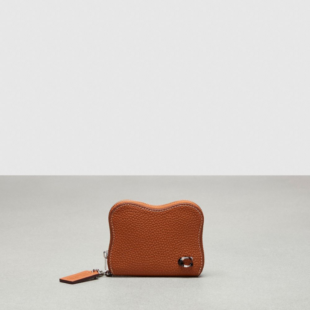 COACH®,Wavy Zip Around Wallet In Coachtopia Leather,Mini,Burnished Amber,Front View