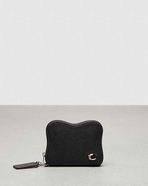 COACH®,Wavy Zip Around Wallet in Coachtopia Leather,Black,Front View