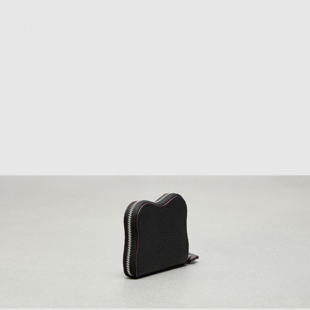 COACH®,Wavy Zip Around Wallet In Coachtopia Leather,Mini,Black,Angle View