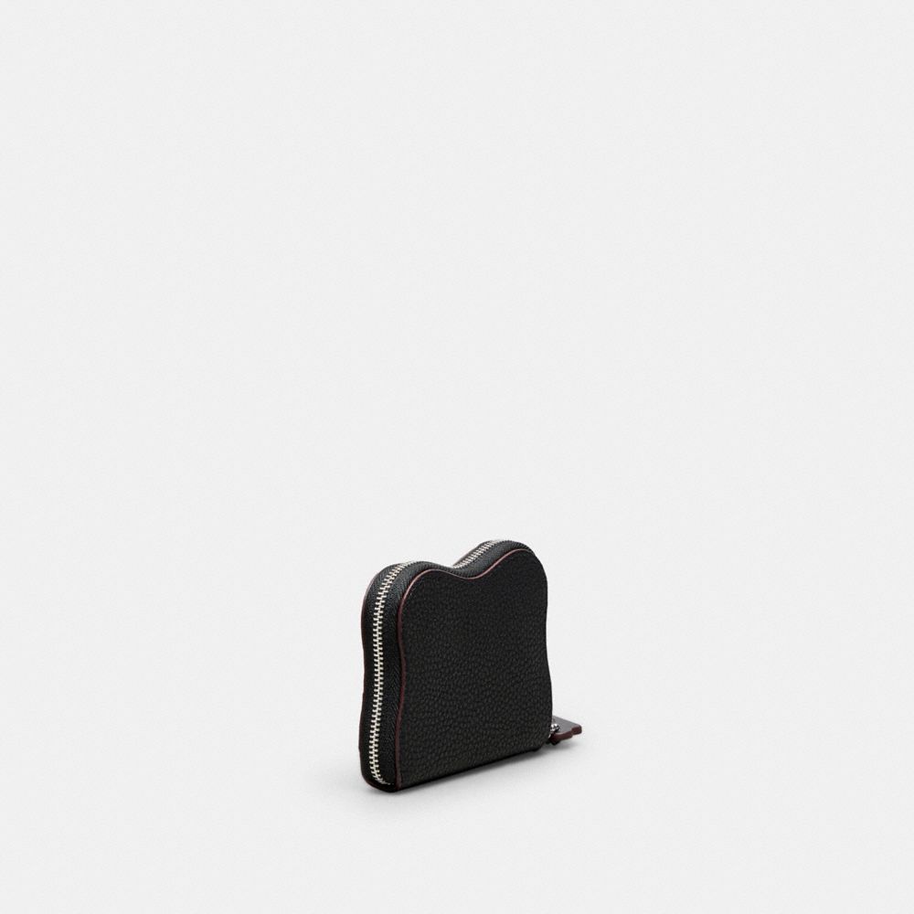 COACH®,Zip Around Wallet In Coachtopia Leather,Acrylic,Leather,Coin,Plastic,Logo,Casual,Black,Angle View