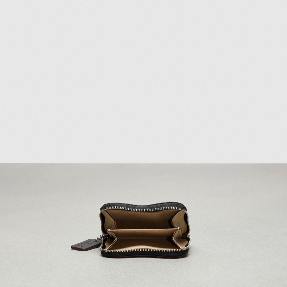 COACH®,Wavy Zip Around Wallet In Coachtopia Leather,Mini,Black,Inside View,Top View