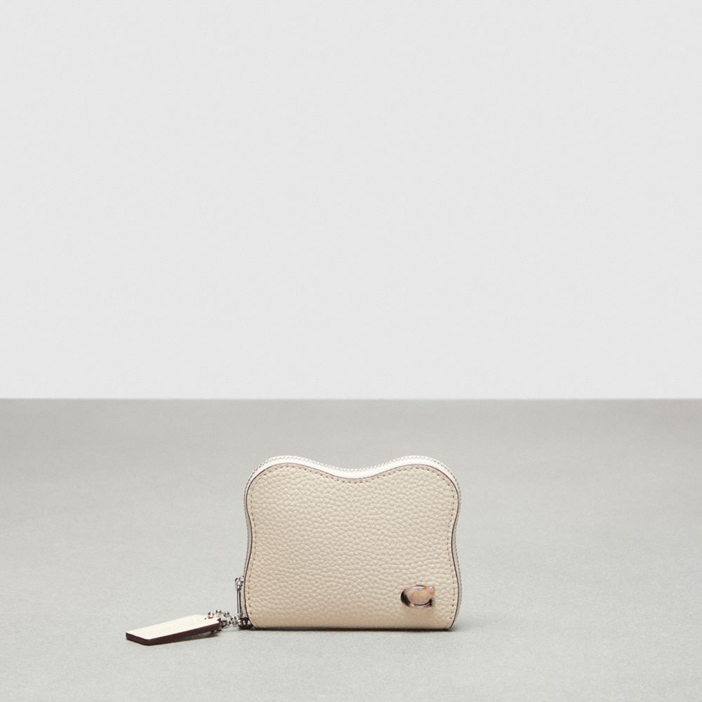 COACH®,Wavy Zip Around Wallet In Coachtopia Leather,Mini,Cloud,Front View