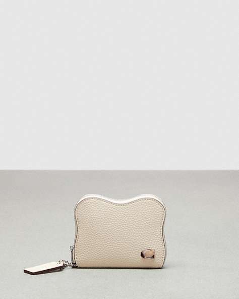 COACH®,Wavy Zip Around Wallet in Coachtopia Leather,Mini,Cloud,Front View