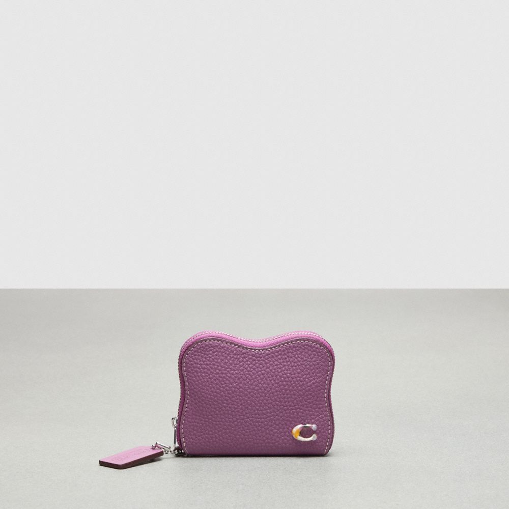 COACH®,Wavy Zip Around Wallet In Coachtopia Leather,Mini,Lilac Berry,Front View
