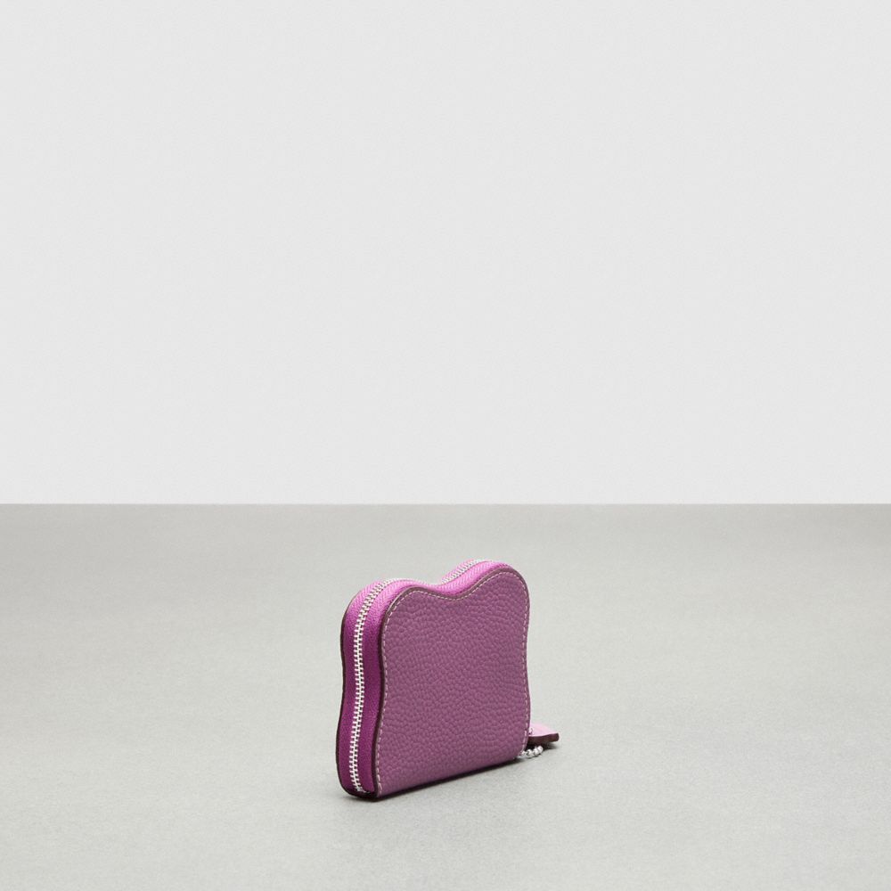 COACH®,Zip Around Wallet In Coachtopia Leather,Acrylic,Leather,Coin,Plastic,Logo,Casual,Purple,Angle View
