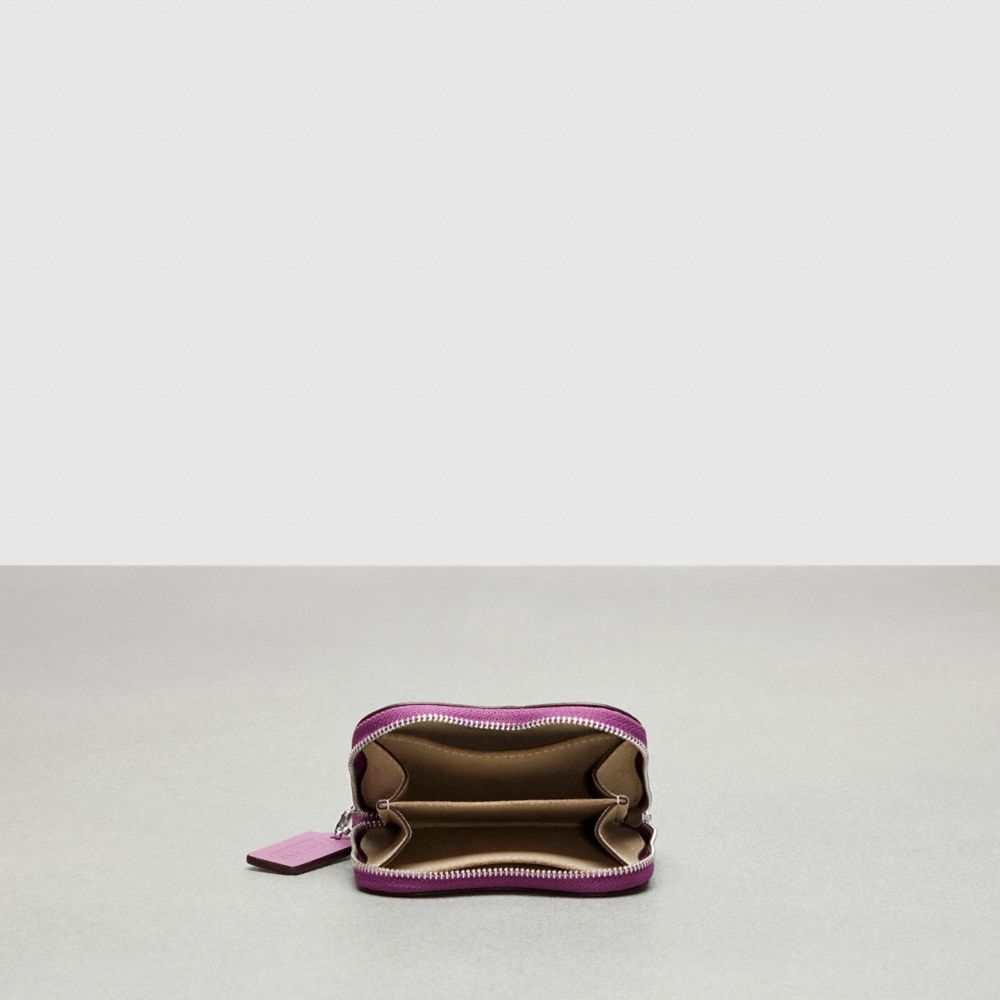 COACH®,Wavy Zip Around Wallet In Coachtopia Leather,Mini,Lilac Berry,Inside View,Top View