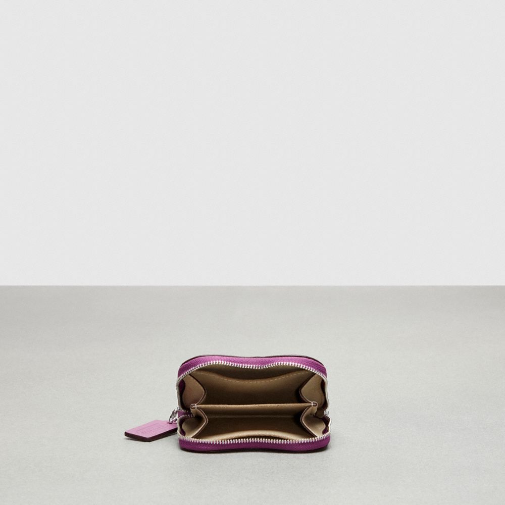 COACH®,Zip Around Wallet In Coachtopia Leather,Acrylic,Leather,Coin,Plastic,Logo,Casual,Purple,Inside View,Top View