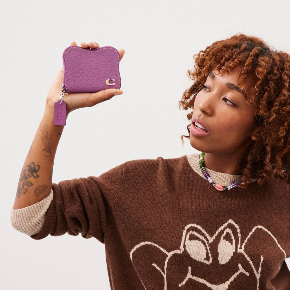 COACH®,Zip Around Wallet In Coachtopia Leather,Acrylic,Leather,Coin,Plastic,Logo,Casual,Purple,Detail View
