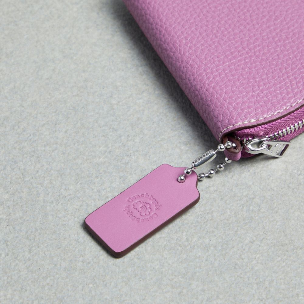 COACH®,Zip Around Wallet In Coachtopia Leather,Acrylic,Leather,Coin,Plastic,Logo,Casual,Purple