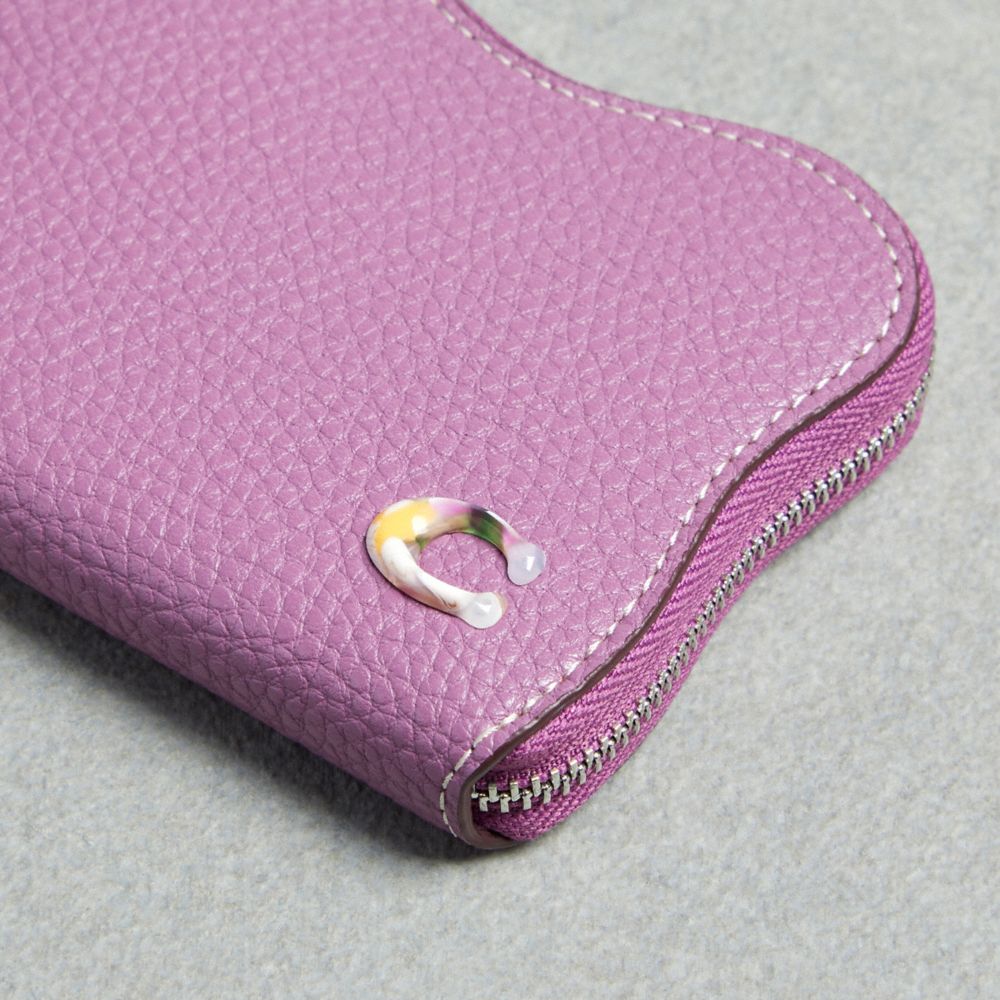 COACH®,Zip Around Wallet In Coachtopia Leather,Acrylic,Leather,Coin,Plastic,Logo,Casual,Purple,Closer View
