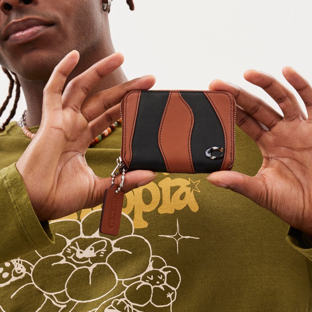 COACH®,Zip Around Wallet In Wavy Stripe Upcrafted Leather,,Detail View