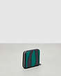 COACH®,Zip Around Wallet in Wavy Stripe Upcrafted Leather,Midnight Navy/Green,Angle View
