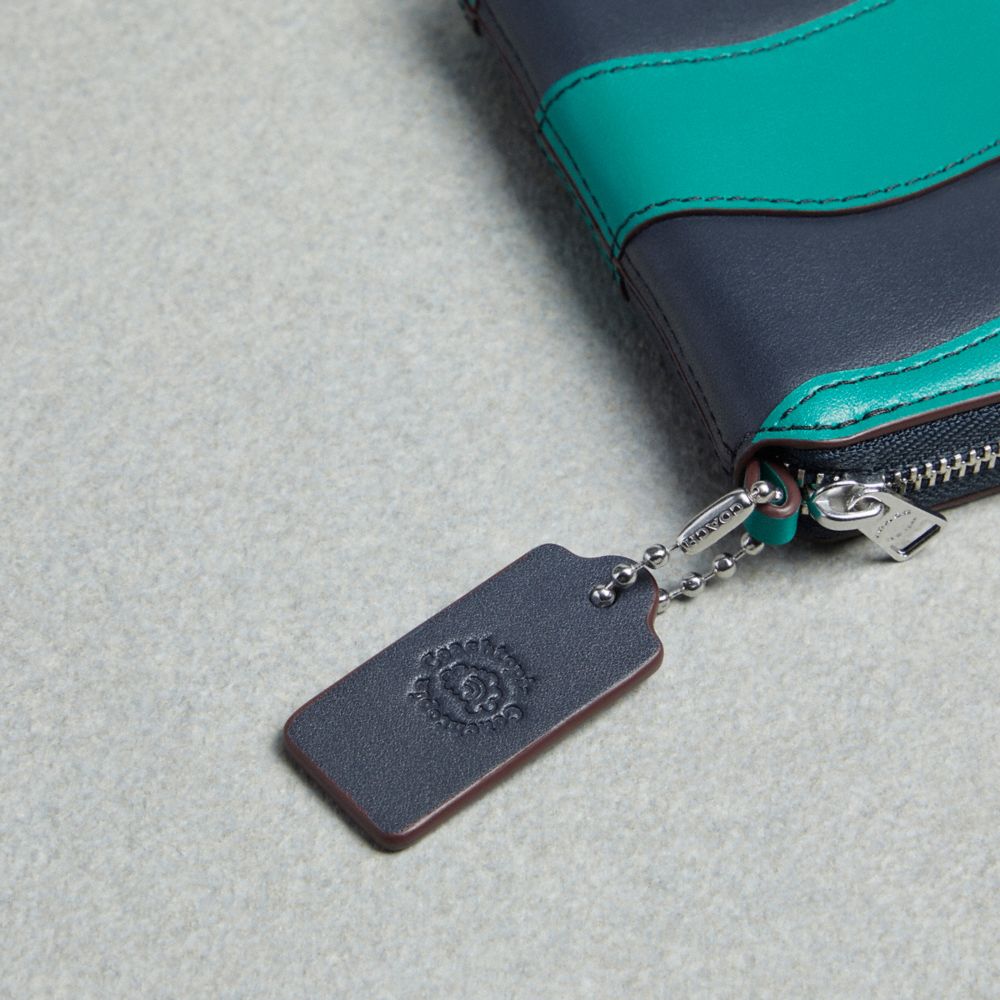 Zip Around Wallet In Wavy Stripe Upcrafted Leather