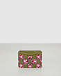 COACH®,Wavy Card Case in Coachtopia Leather: Butterfly Print,Checkerboard,Olive Green Multi,Front View