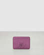 COACH®,Wavy Card Case in Coachtopia Leather: Flower Print,Lilac Berry,Front View