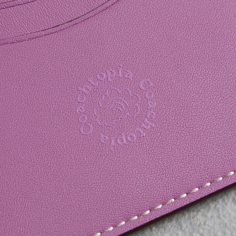COACH®,Wavy Card Case In Coachtopia Leather With Flower Print,Leather,Card Case,Casual,Purple