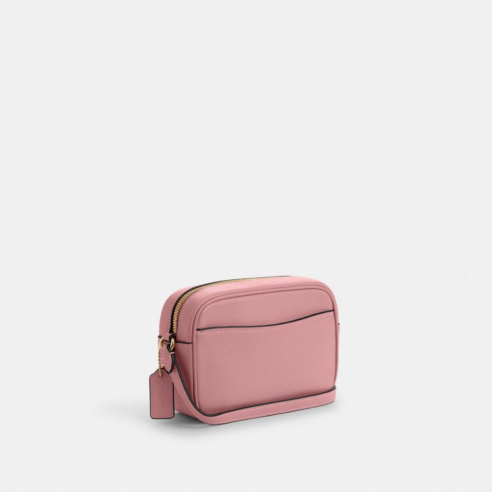 COACH®,MINI JAMIE CAMERA BAG,Pebbled Leather,Small,Gold/True Pink,Angle View