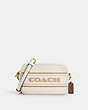 COACH®,MINI JAMIE CAMERA BAG WITH STRIPE,Leather,Small,Gold/Chalk Multi,Front View