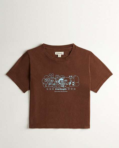COACH®,Baby T Shirt: Coachtopia Creatures,Dark Brown Multi,Front View