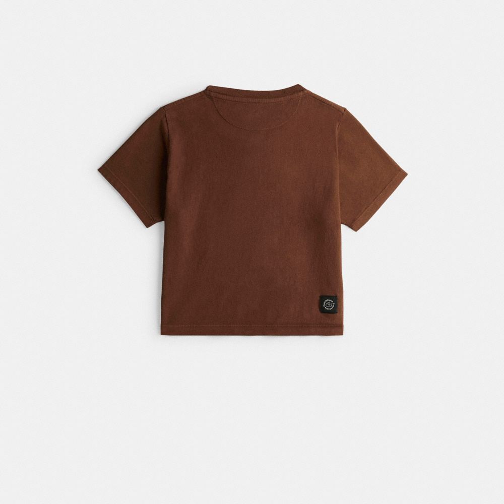 COACH®,T-shirt Baby : Créatures Coachtopia,99 % laine recyclée, 1 % autres fibres,Brun sombre Multi,Back View