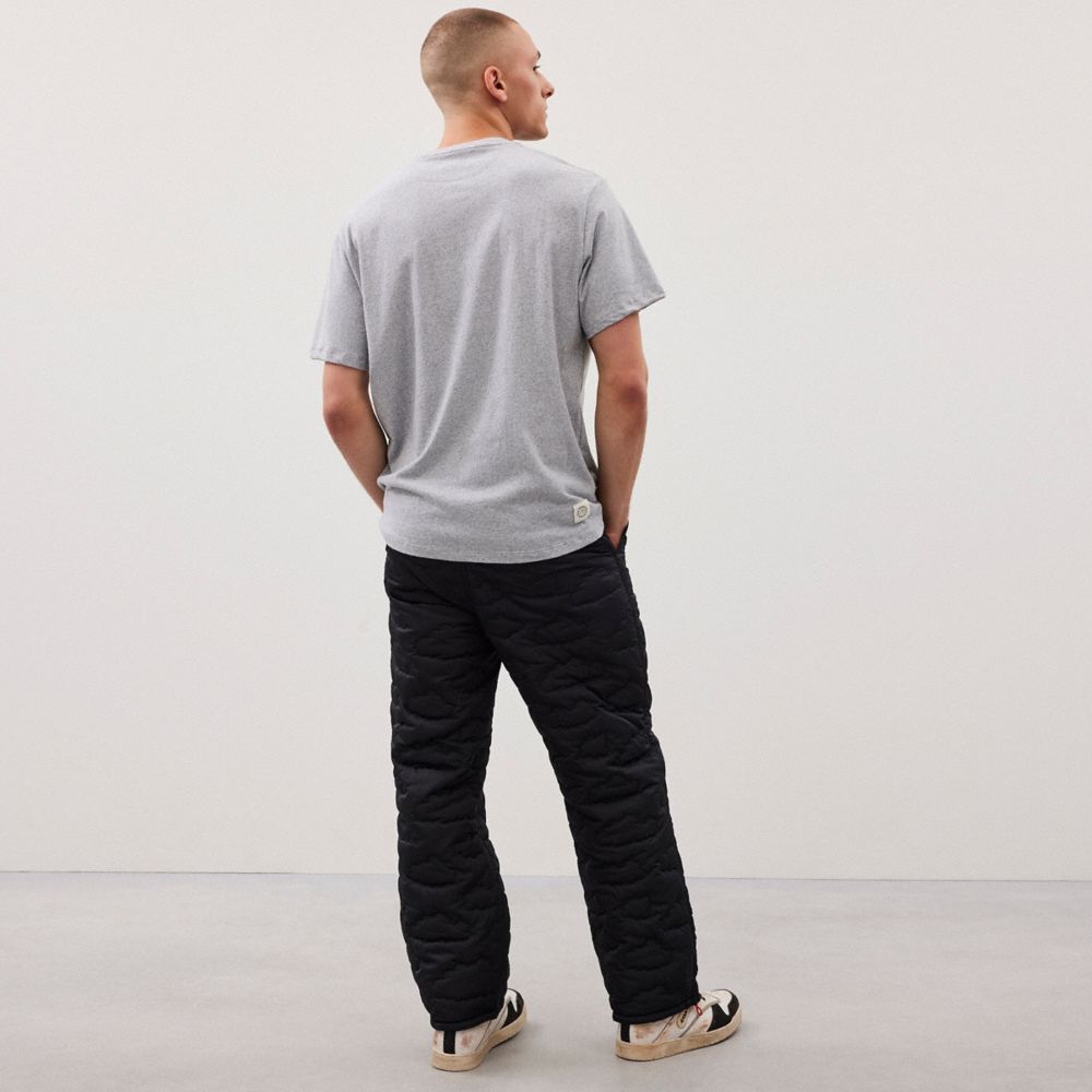 COACH®,Relaxed T Shirt With Flower Pot Print,Recycled Cotton,T Shirt,Word Embellishment,Casual,Gray,Scale View