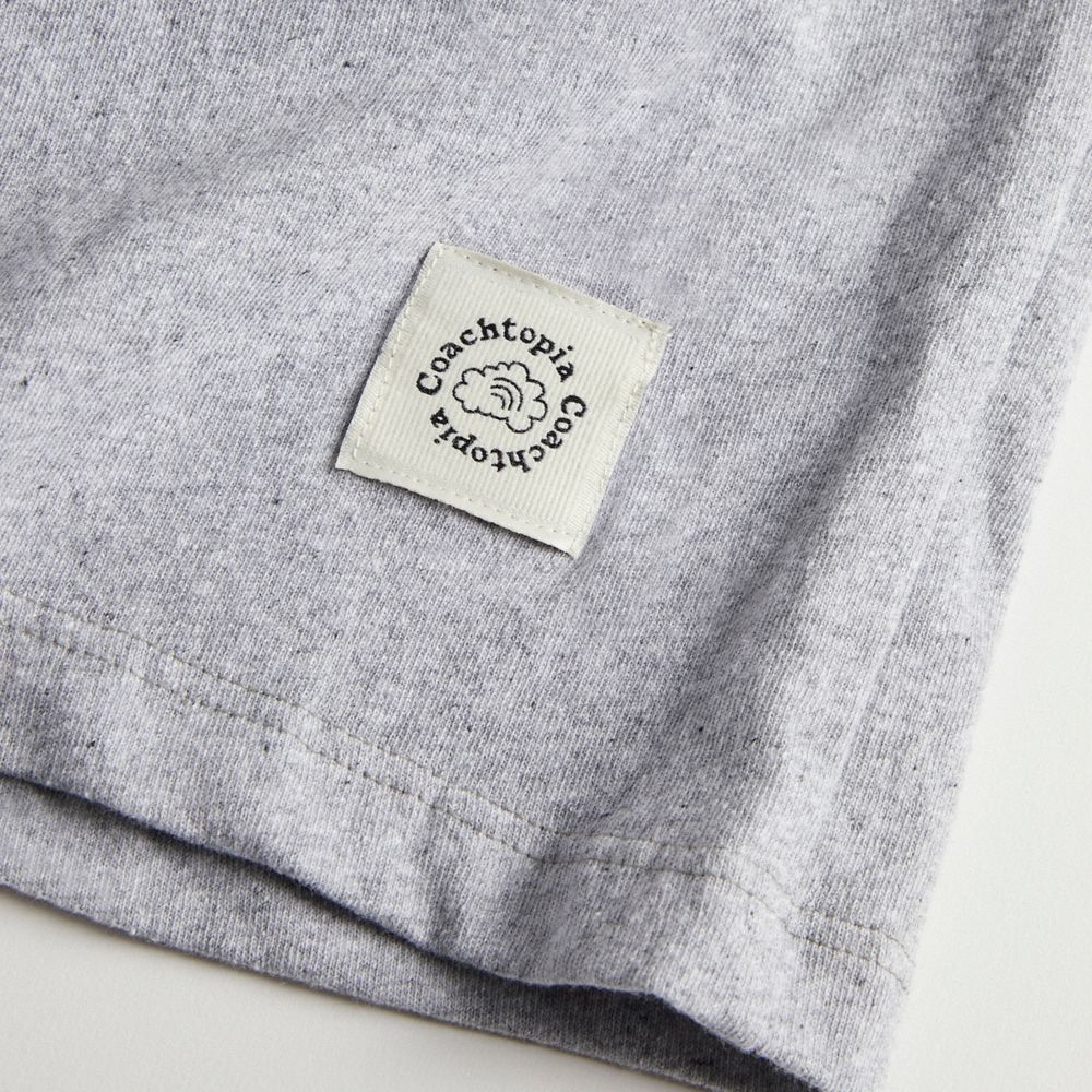 COACH®,Relaxed T Shirt With Flower Pot Print,Recycled Cotton,T Shirt,Word Embellishment,Casual,Gray