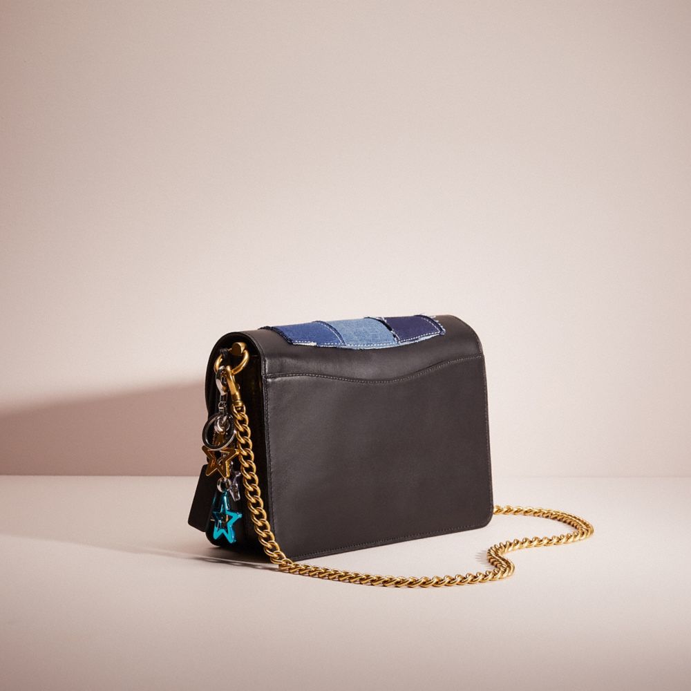 COACH®,UPCRAFTED DREAMER SHOULDER BAG,Glovetanned Leather,Medium,Denim Dream,Brass/Black,Angle View