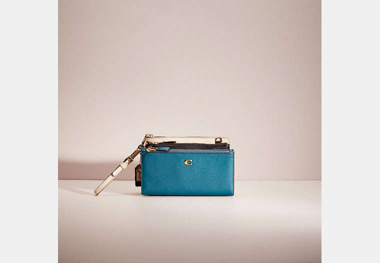 COACH®,UPCRAFTED TRIPLE-UP CREATION,Polished Pebble Leather,Brass/Blue,Front View