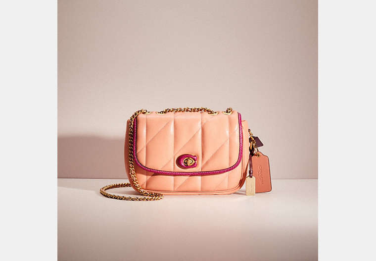 COACH®,UPCRAFTED PILLOW MADISON SHOULDER BAG WITH QUILTING,Nappa leather,Medium,Brass/Light Coral,Front View