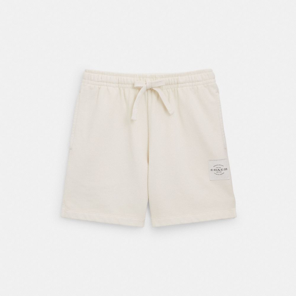 COACH®,GARMENT DYE TRACK SHORTS,Cream,Front View