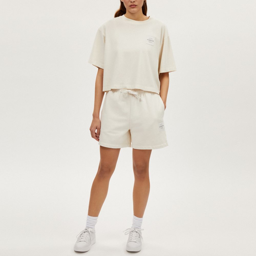 COACH®,GARMENT DYE TRACK SHORTS,Cream,Scale View