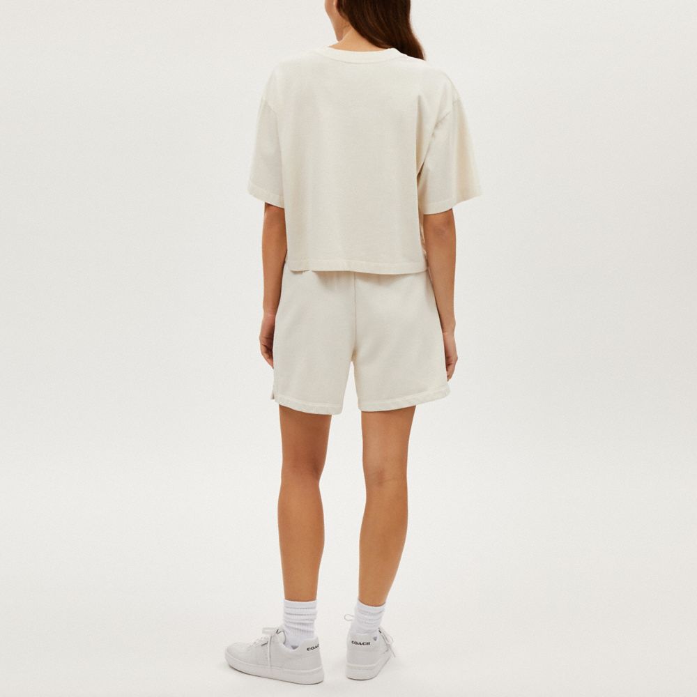 COACH®,GARMENT DYE TRACK SHORTS,Cream,Scale View