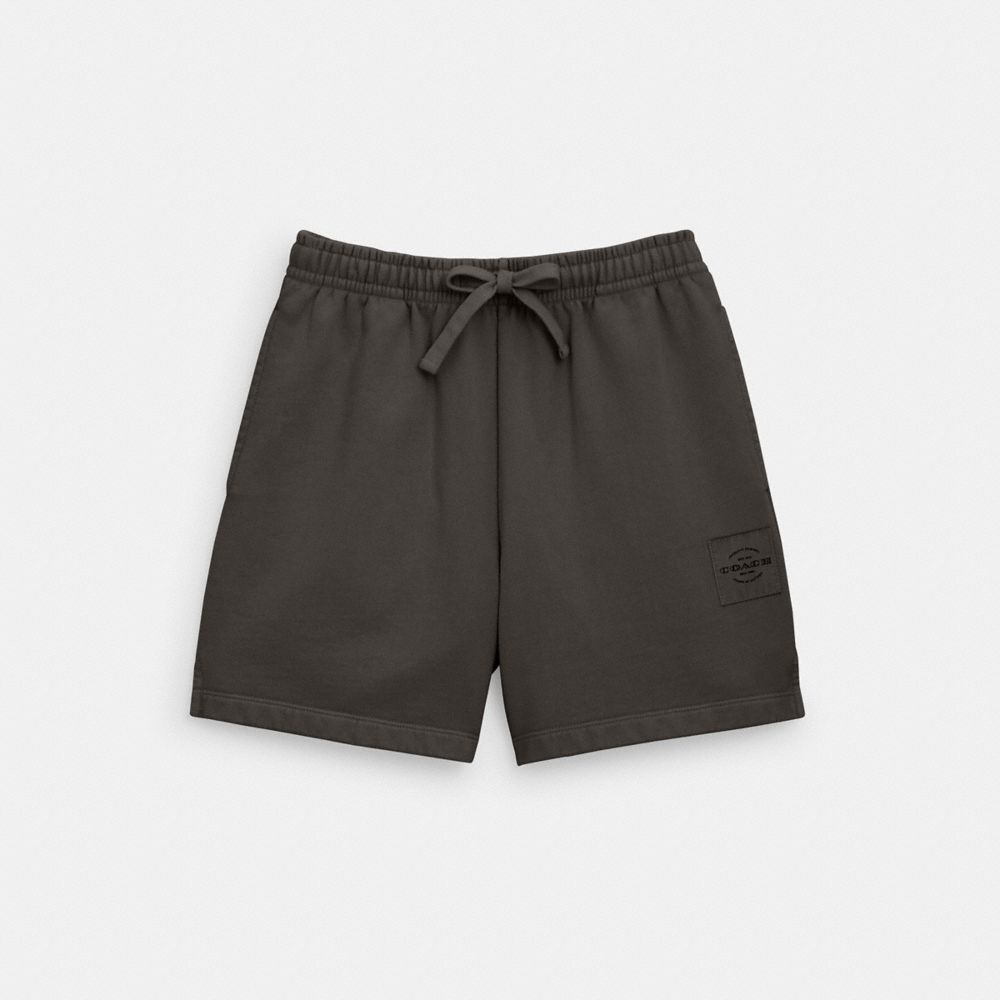 COACH®,GARMENT DYE TRACK SHORTS,Smoke,Front View