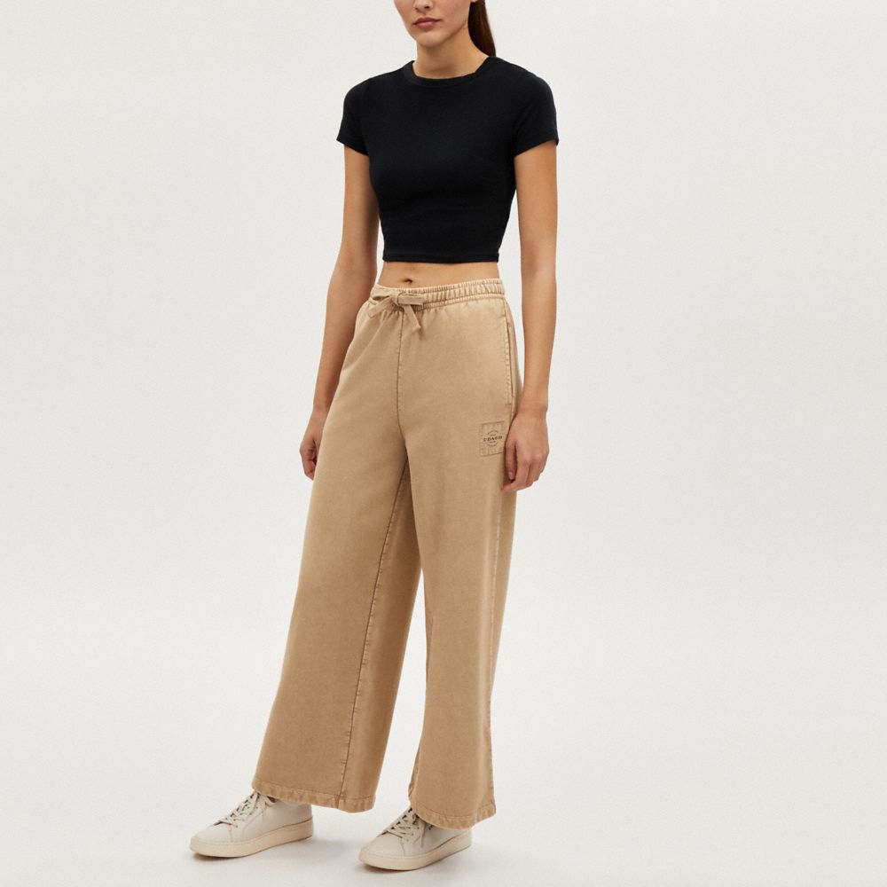 COACH®,PANTALON DE SURVÊTEMENT TEINT EN PIÈCE,Kaki pâle,Scale View