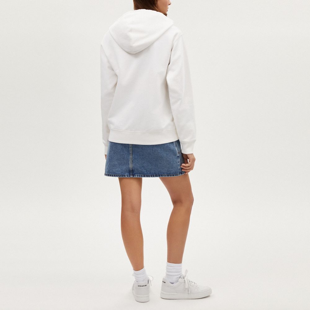 COACH®,SIGNATURE SQUARE HOODIE,White,Scale View