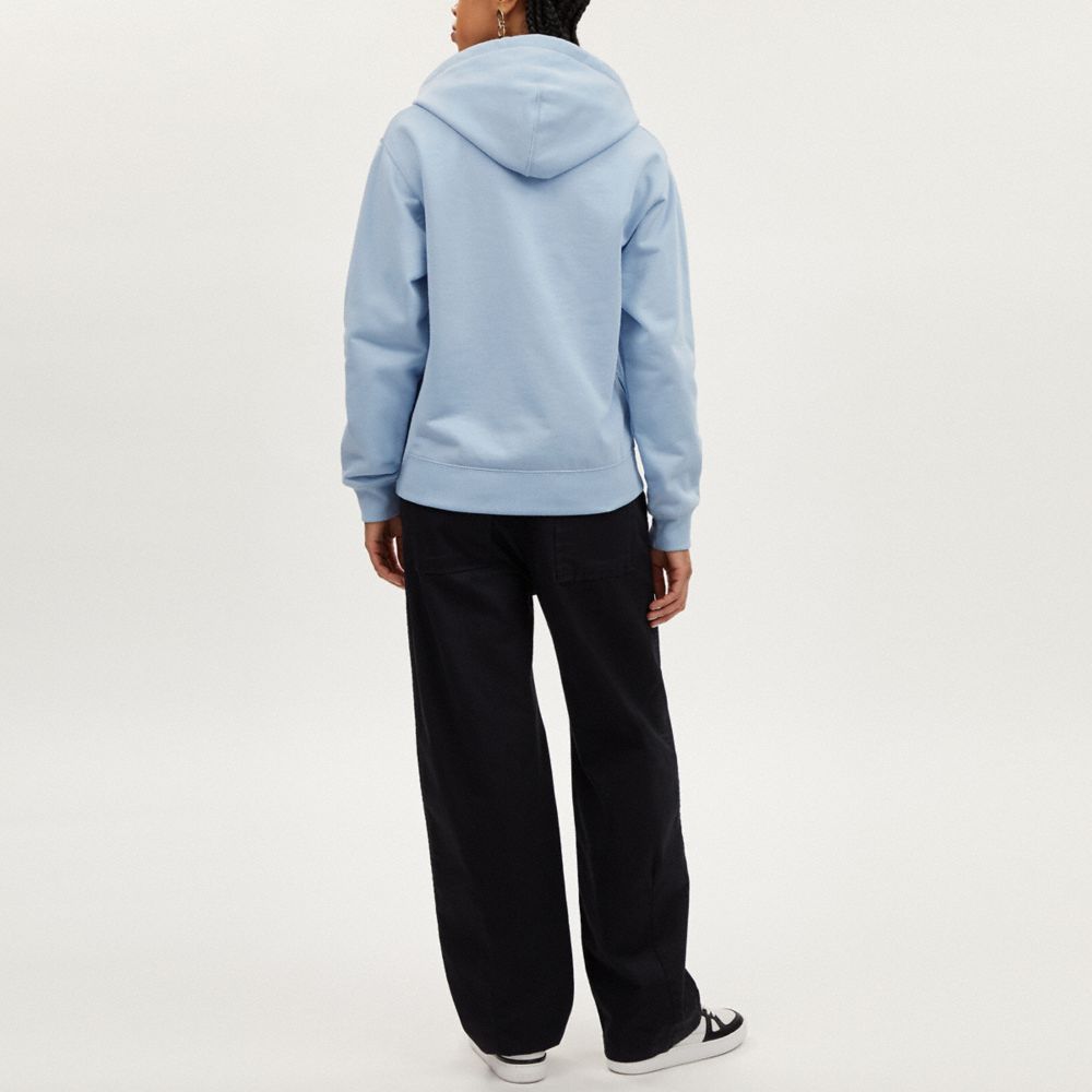 COACH®,スポーティ シグネチャー フーディー,トップス&ワンピース,ﾗｲﾄ ﾌﾞﾙｰ