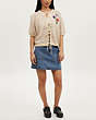 COACH®,FLORAL TIE FRONT SHORT SLEEVE CARDIGAN,Cream Lavender,Scale View
