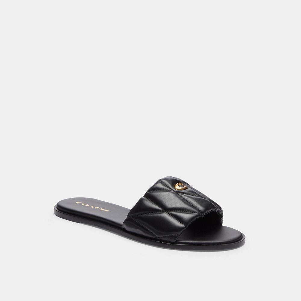 Coach Holly Sandal With Quilting In Black