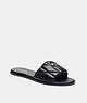 COACH®,HOLLY SANDAL WITH QUILTING,Leather,Black,Front View