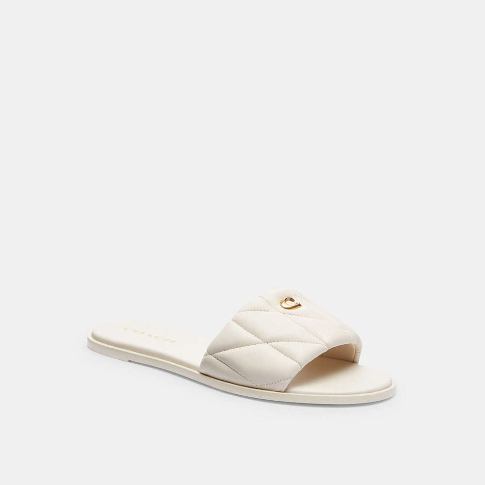 Coach Holly Sandal With Quilting In Chalk