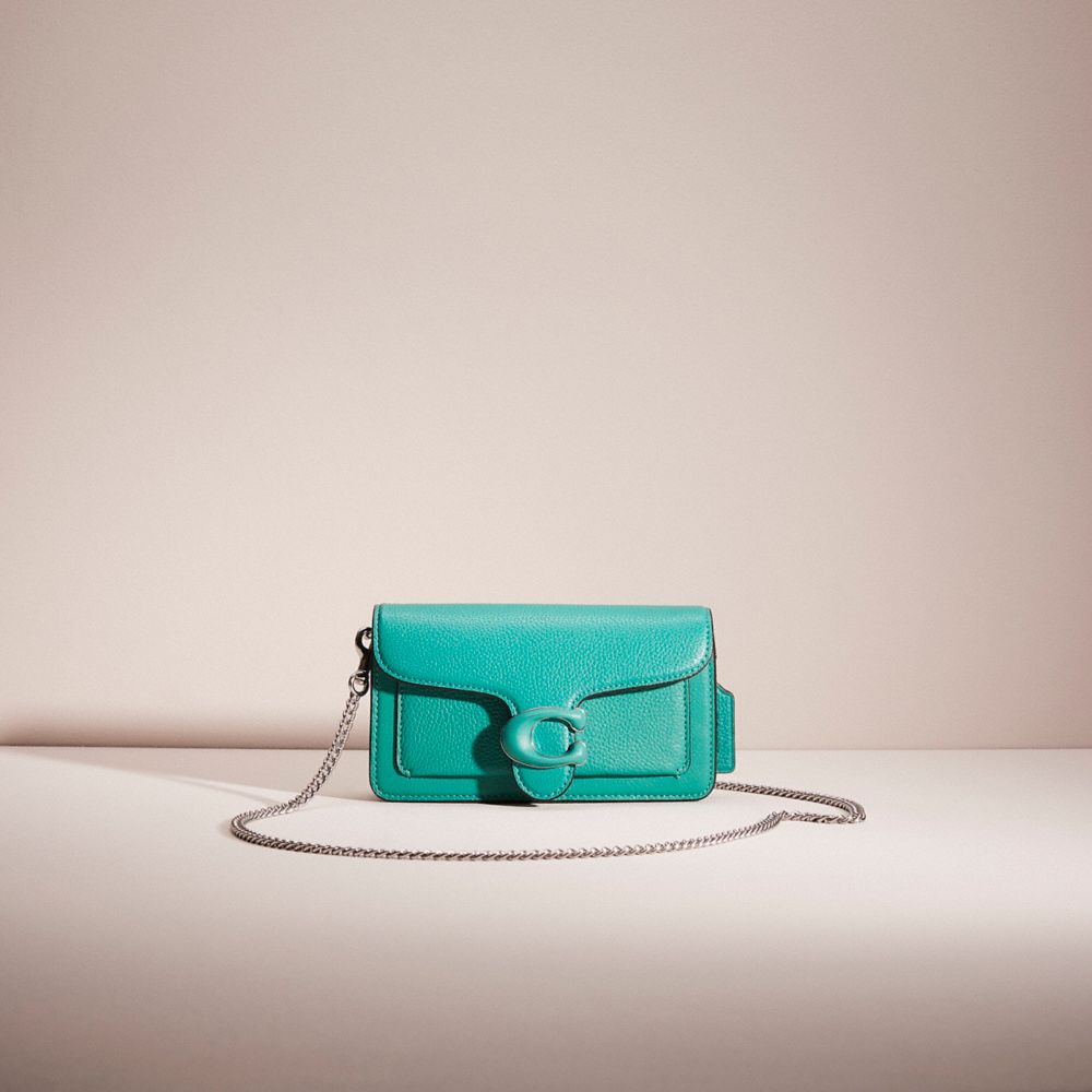 Coach Restored Tabby Crossbody Wristlet In Silver/bright Green