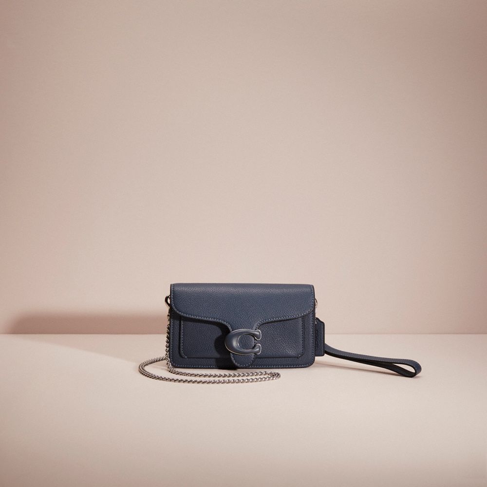 Coach Restored Tabby Crossbody Wristlet In Silver/denim