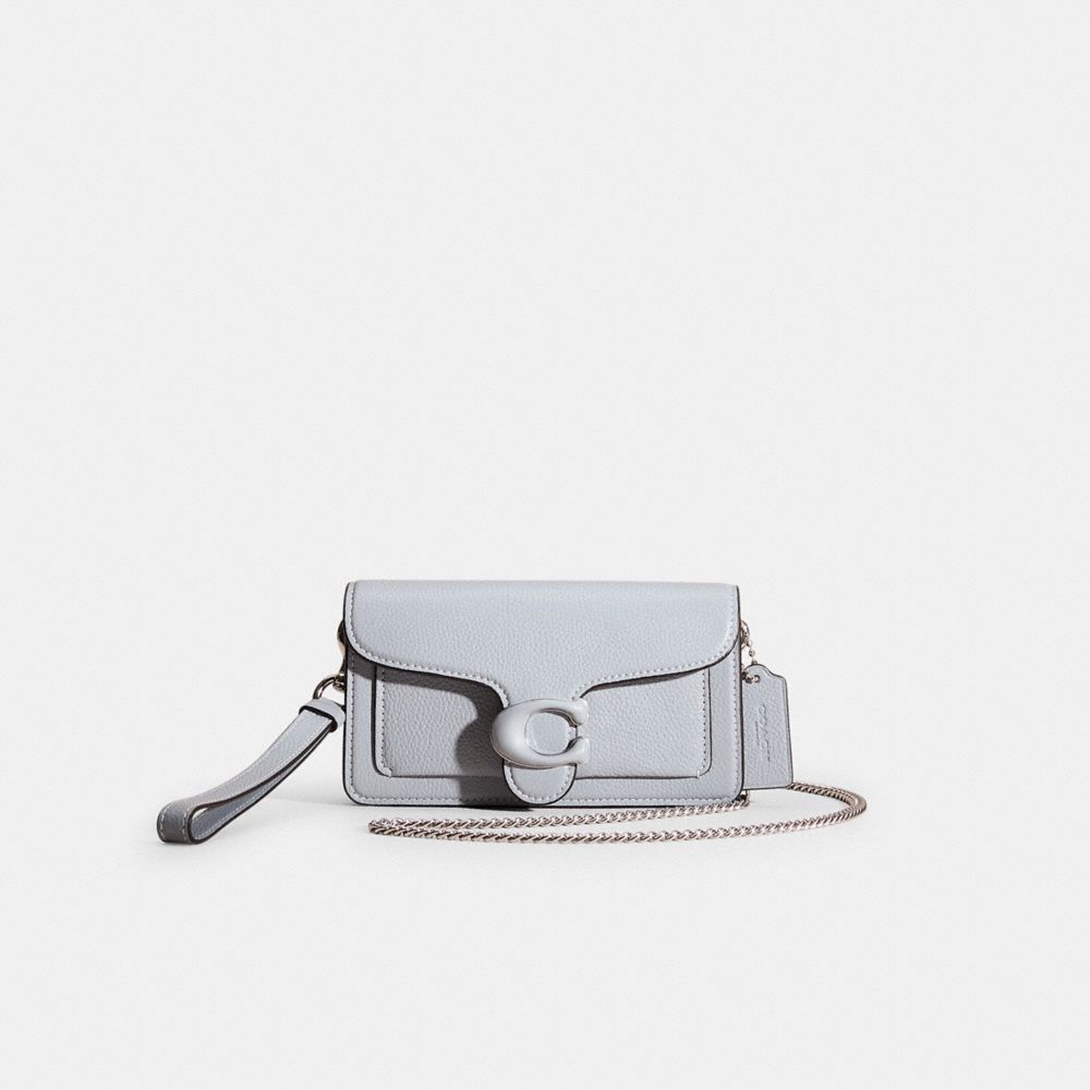 COACH®,RESTORED TABBY CROSSBODY WRISTLET,Polished Pebble Leather,Silver/Grey Blue,Front View