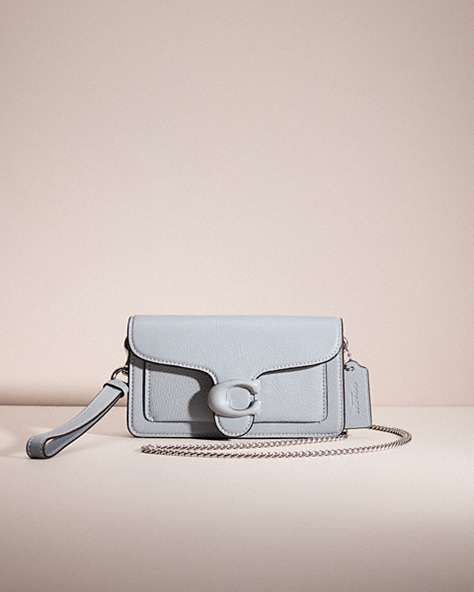 COACH®,RESTORED TABBY CROSSBODY WRISTLET,Polished Pebble Leather,Silver/Grey Blue,Front View