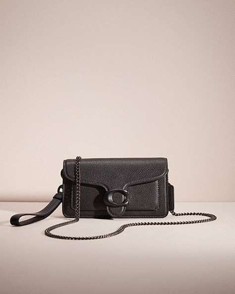 COACH®,RESTORED TABBY CROSSBODY WRISTLET,Polished Pebble Leather,Pewter/Black,Front View