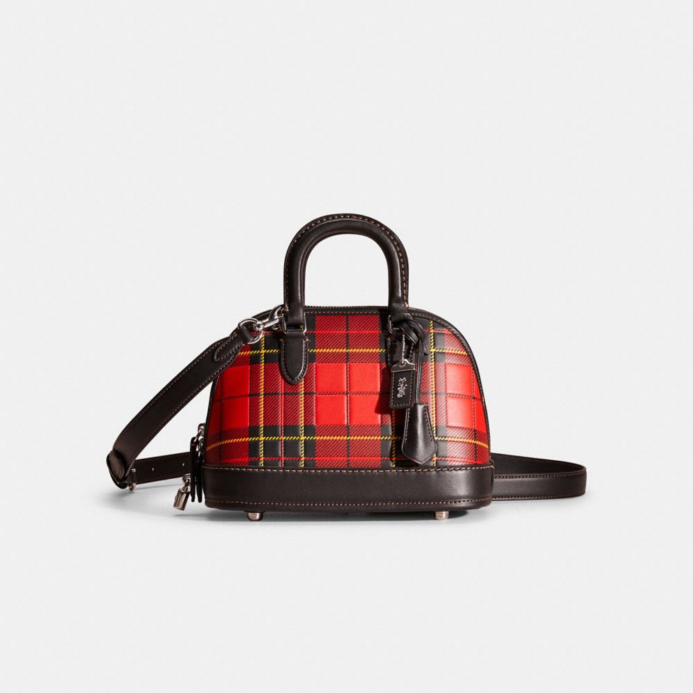 Shop COACH Revel Plaid-Print Leather Top Handle Bag