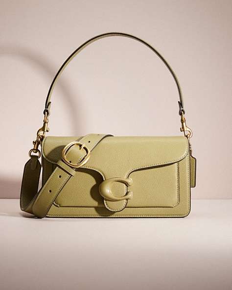 COACH®,RESTORED TABBY SHOULDER BAG 26,Polished Pebble Leather,Medium,Brass/Moss,Front View