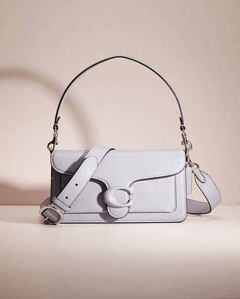 COACH®,RESTORED TABBY SHOULDER BAG 26,Polished Pebble Leather,Medium,Silver/Grey Blue,Front View