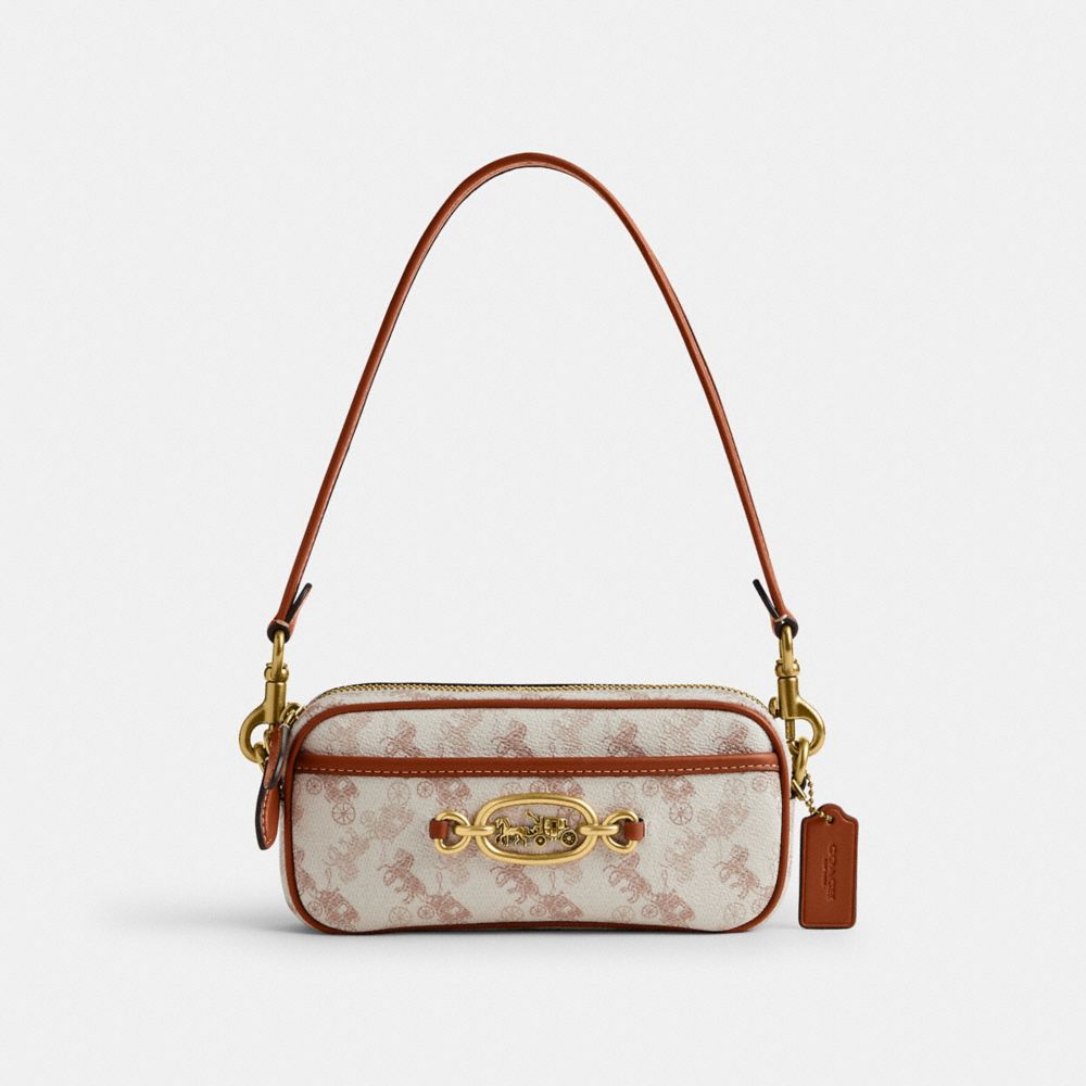 コーチCOACH ショルダーバッグ ホース\u0026キャリッジプリント外側オープンポケット×1